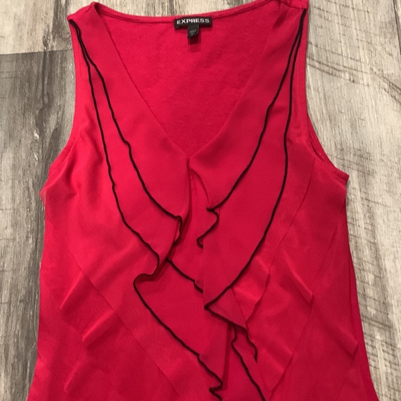 Express XS sleeveless Ruffle Red Top - Picture 4 of 7
